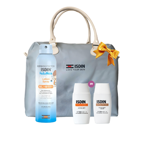 ISDIN COFFRET ACTIVE UNIFY + SPRAY ENFANT + SAC OFFERT INVISIBLE